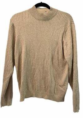 Vintage Talbots Ribbed Metallic Mock Neck Sweater Size XL Gold